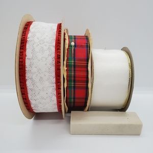 3 Rolls of Vintage Christmas Ribbon Different Brands All Beautiful